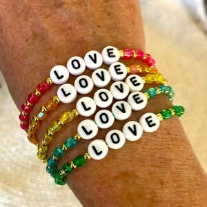 New Super Cute Pink Gold Petite Beaded Boho Love Bracelet